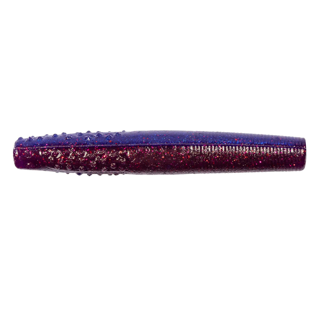 Finesse TRD soft plastic fishing lure, deep purple with red and silver glitter specks