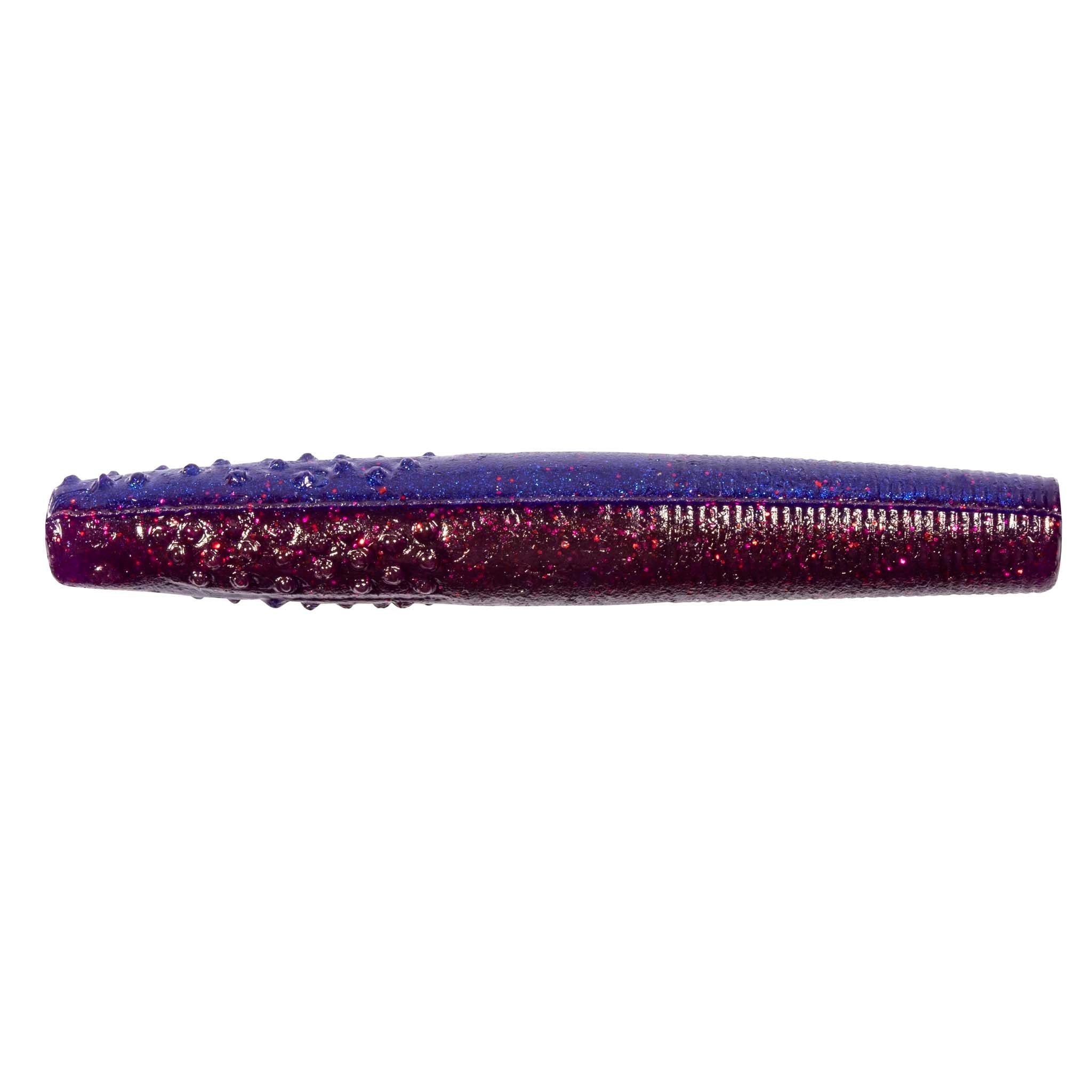 Finesse TRD soft plastic fishing lure, deep purple with red and silver glitter specks