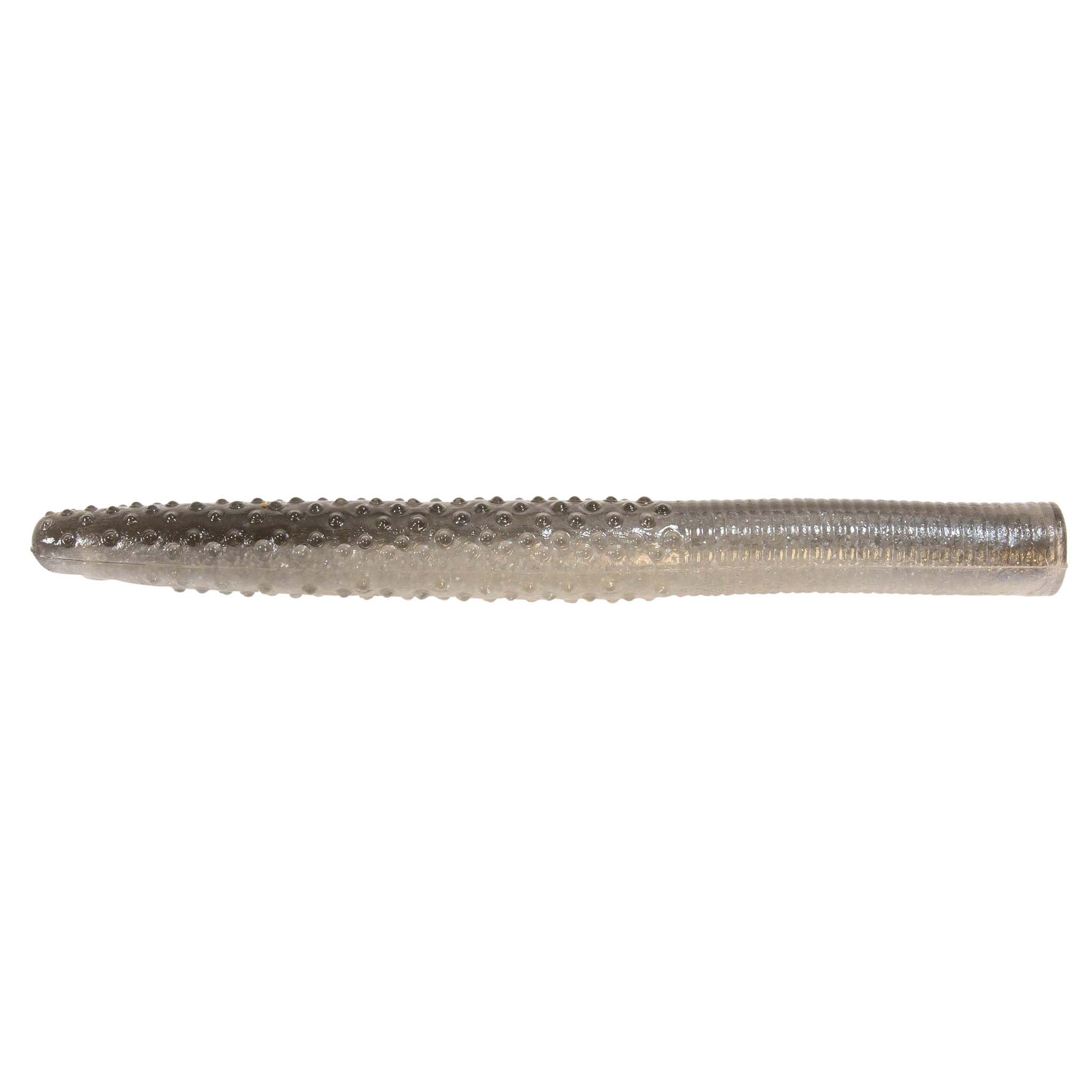 Light gray speckled soft plastic fishing lure, straight worm profile