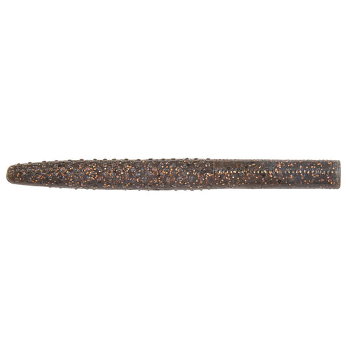 Dark brown speckled soft plastic fishing lure, straight worm profile