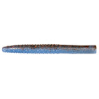 Blue speckled soft plastic fishing lure, straight worm profile
