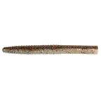Green speckled soft plastic fishing lure, straight worm profile
