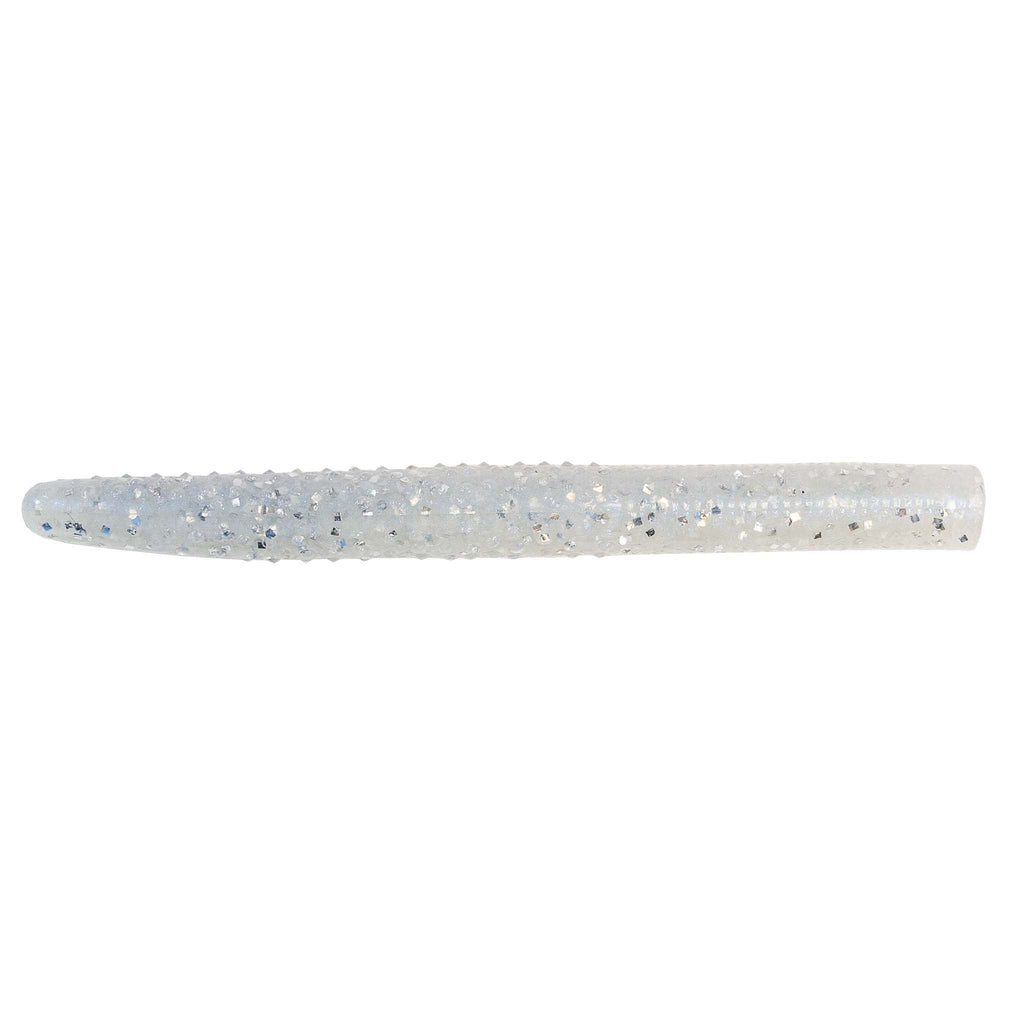 Soft plastic fishing lure, white with blue speckles