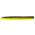 Soft plastic fishing lure, bright yellow with black speckles