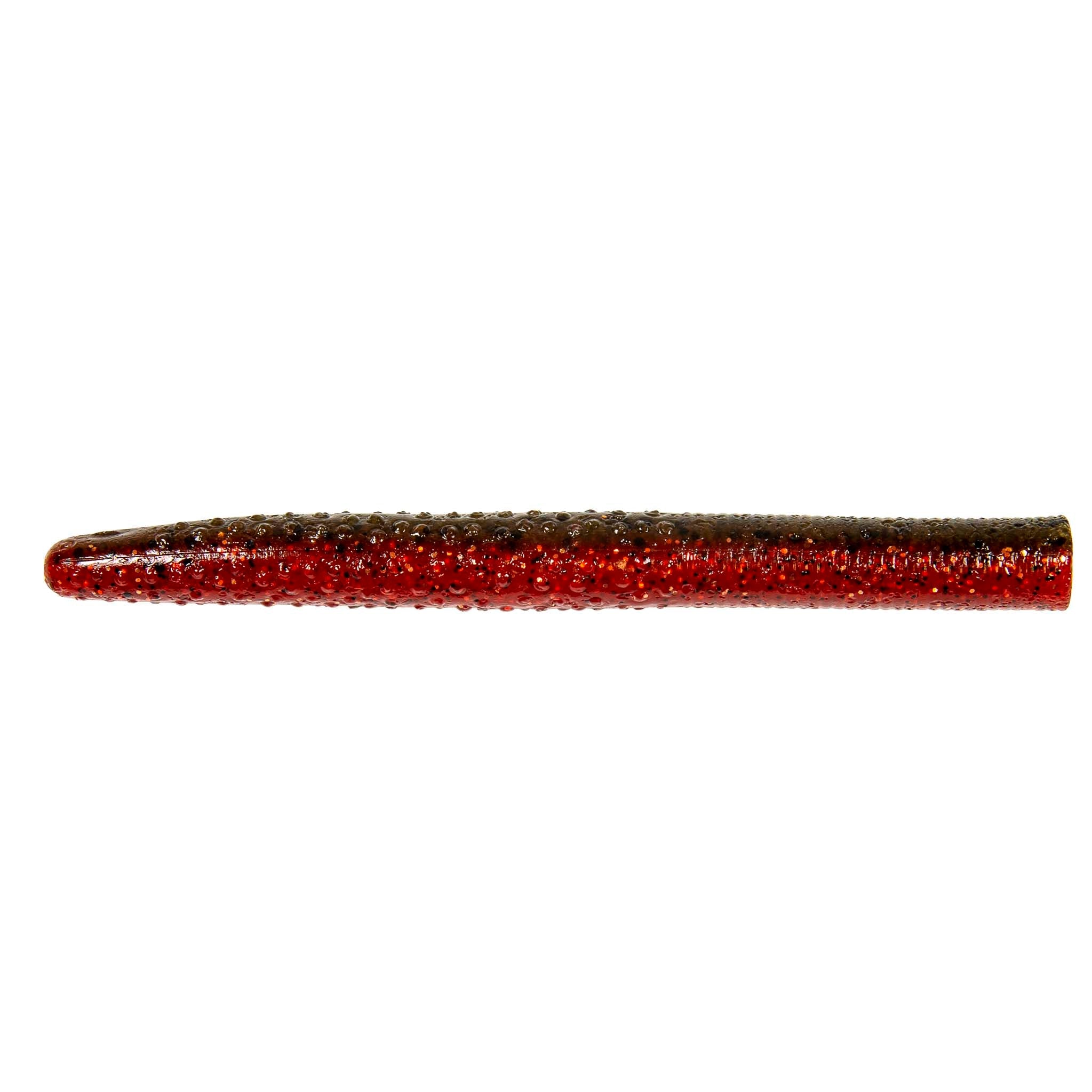 Soft plastic fishing lure, dark red with black speckles