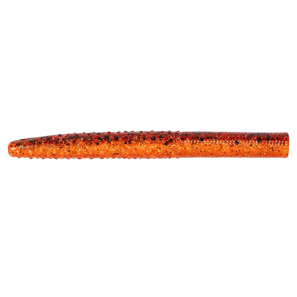 Soft plastic stick bait lure, orange speckled finish
