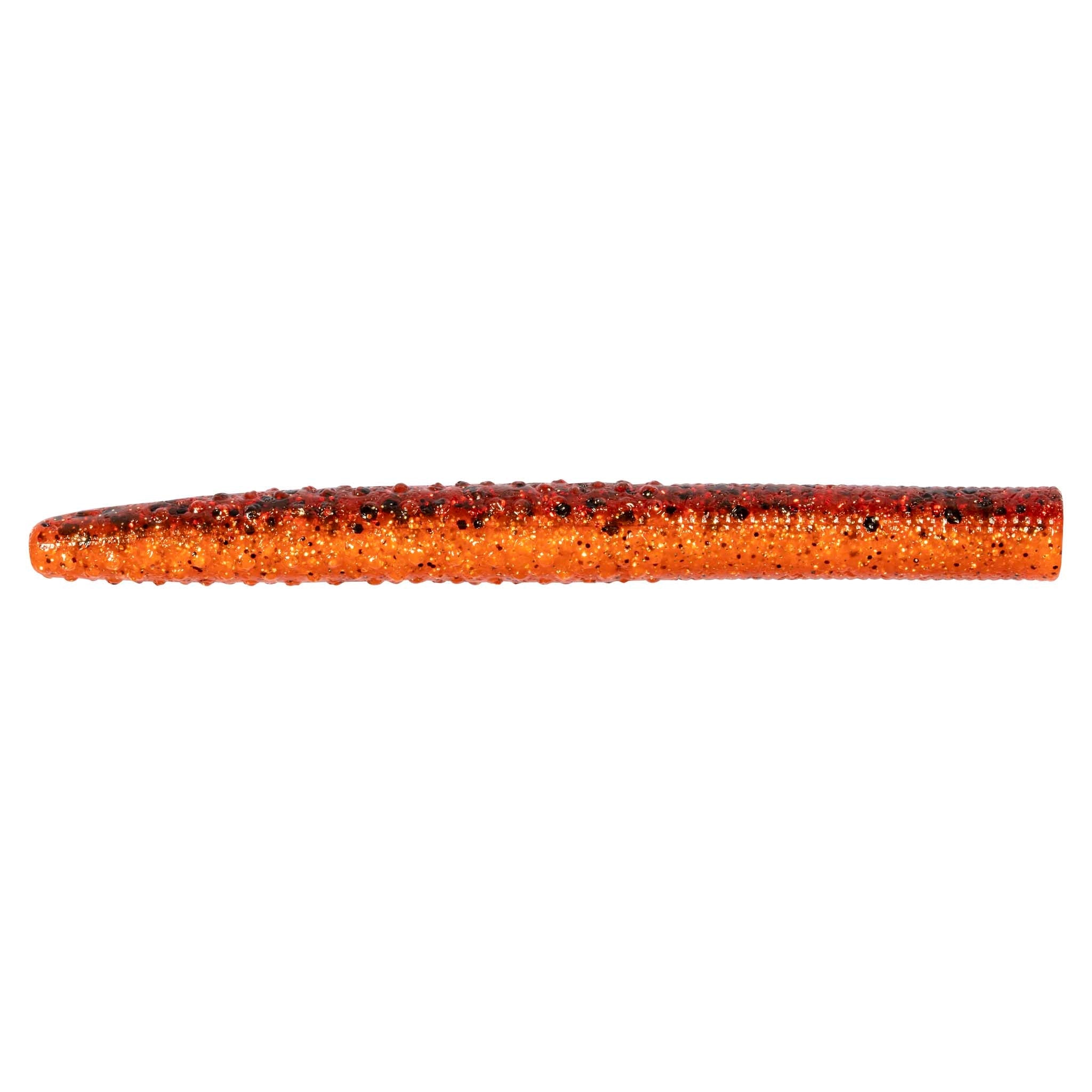 Soft plastic stick bait lure, orange speckled finish