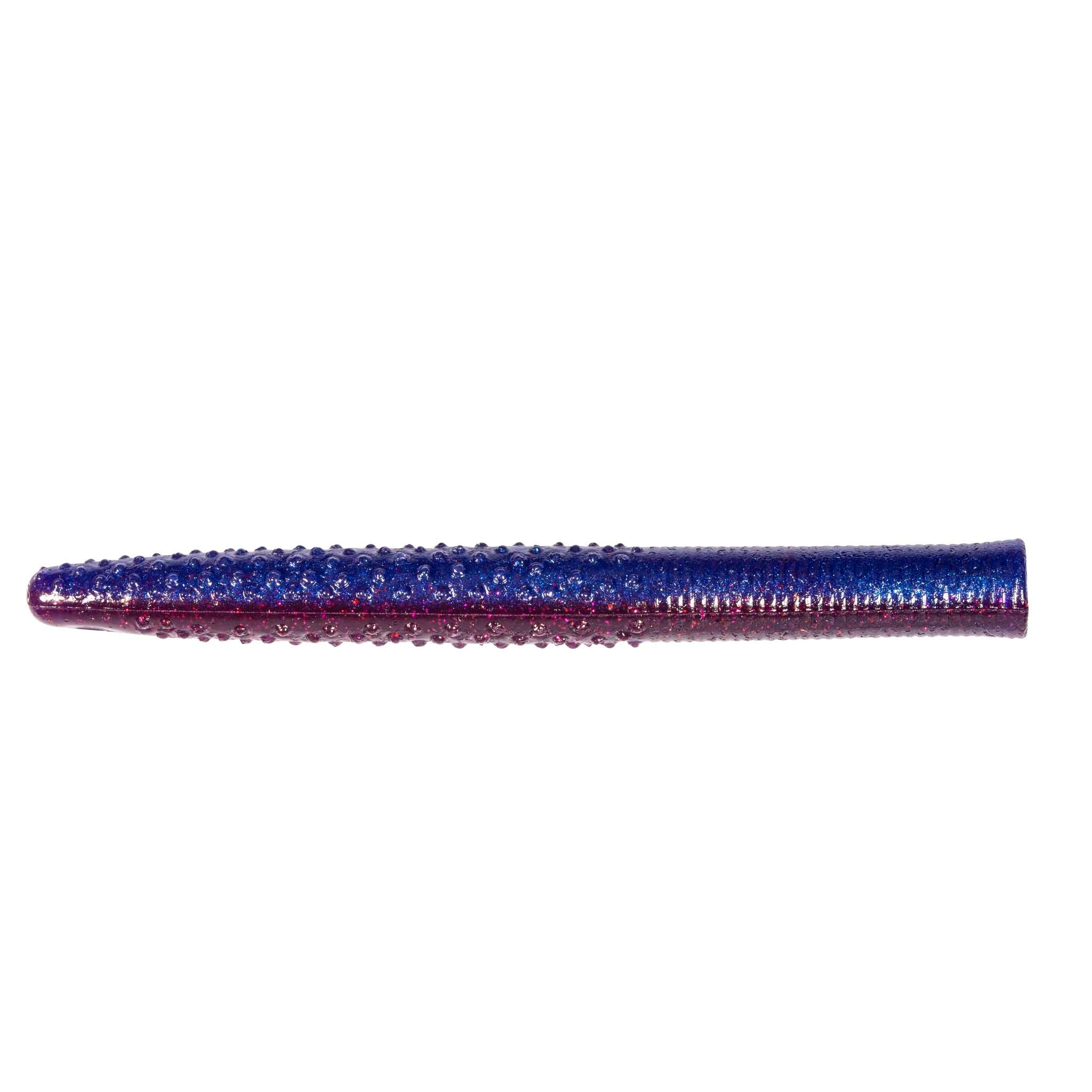 Soft plastic stick bait lure, dark blue with purple-red speckled finish
