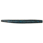 Soft fishing lure worm, blue with dark speckles and ribbed tapered tail