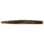 Soft fishing lure worm, dark brown with orange-red speckles and ribbed body