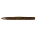 Soft fishing lure worm, olive-brown with multicolor speckles and ribbed body