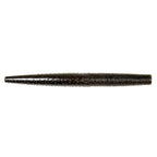 Soft fishing lure worm, black with subtle gray speckles and ribbed body