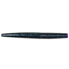 Blue-green speckled ribbed soft fishing lure worm with tapered tail