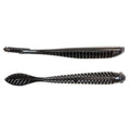 Fishing lure in dark gray/black with ribbed texture along the body