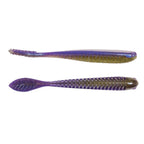 Fishing lure in violet-blue gradient with ribbed tail and speckled finish