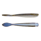 Light blue and white soft plastic fishing lure with blue tail, two lures shown