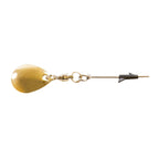 Gold fishing spinner lure with oval blade, split rings, and small hook
