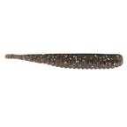 Soft plastic fishing lure, dark brown speckled body with olive and gold flecks