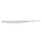 Soft plastic trout lure, white translucent body with black speckled back