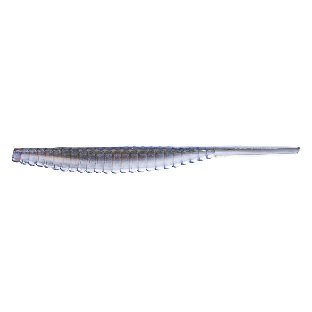 Soft plastic trout lure, blue back with light blue segmented body