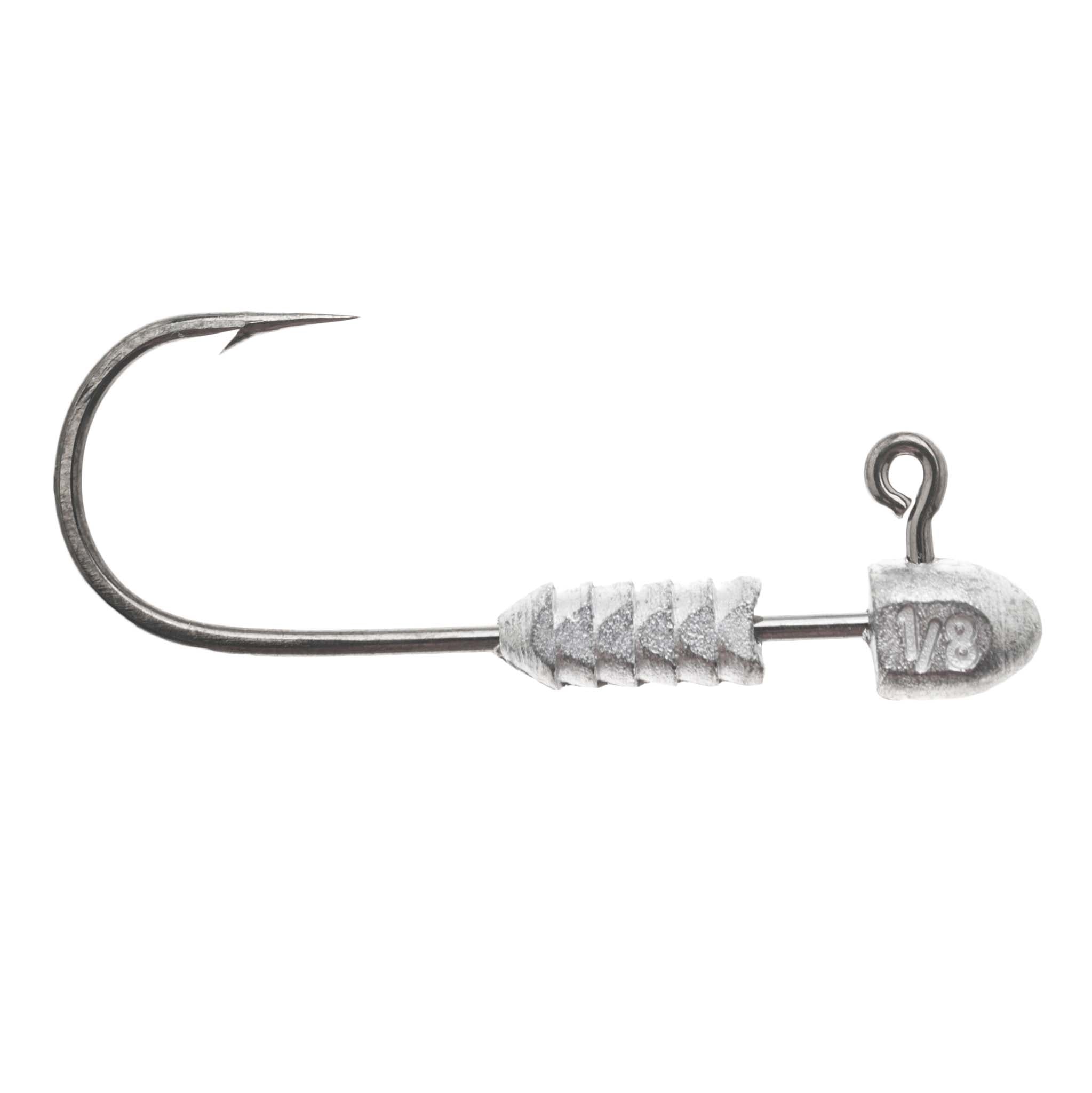Fishing jig head hook with wire barb and 1/8 oz head, silver