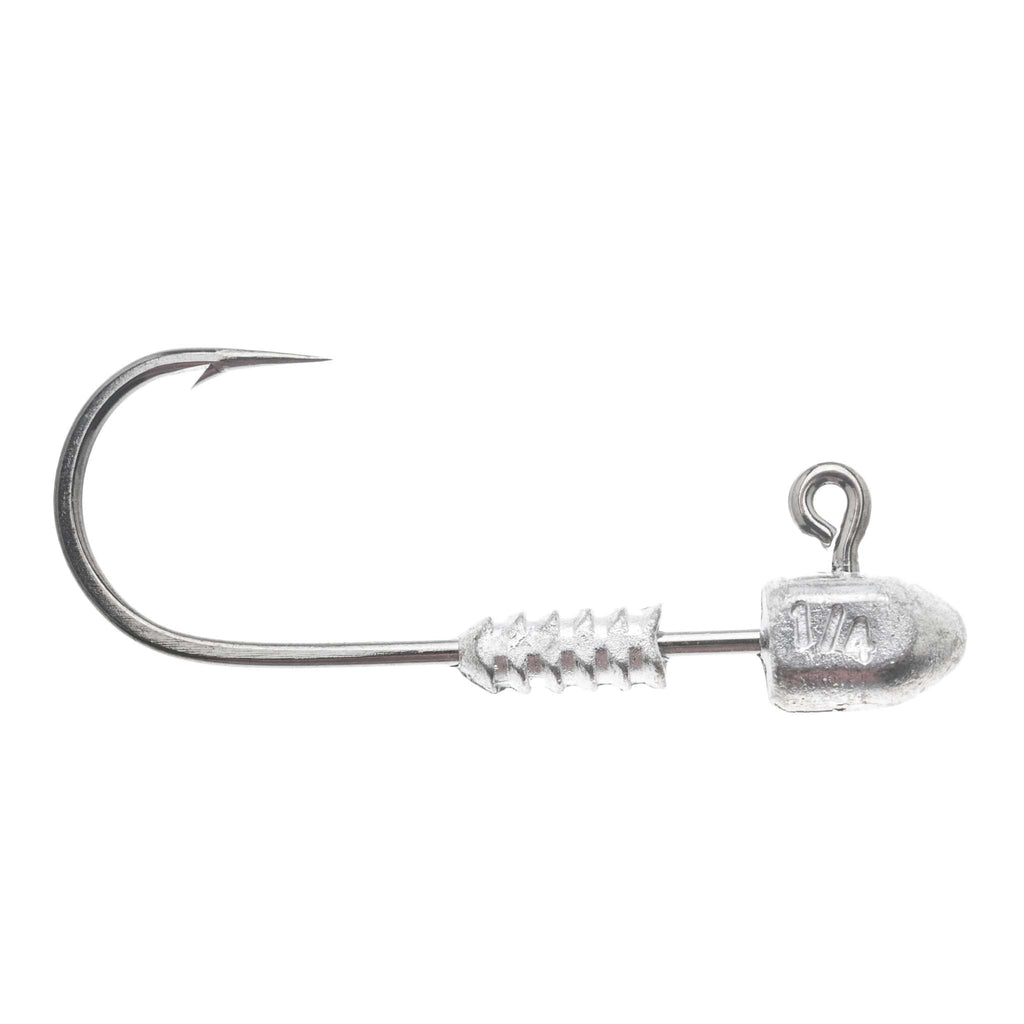Fishing jig head hook with wire barb and 1/4 oz head, silver