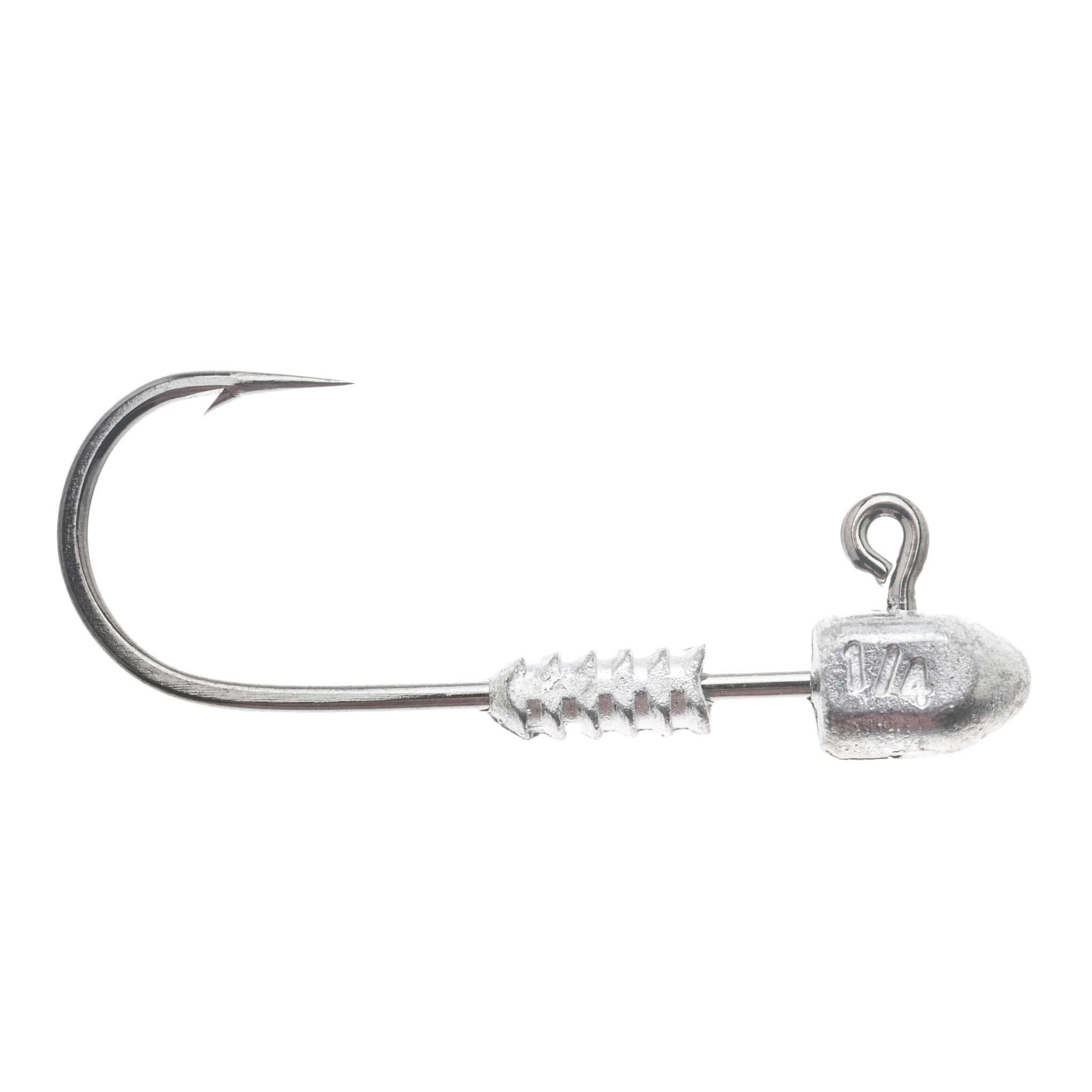 Fishing jig head hook with wire barb and 1/4 oz head, silver