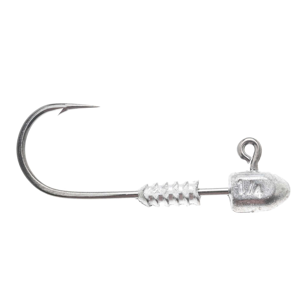 Fishing jig head hook with wire barb and 1/4 oz head, silver