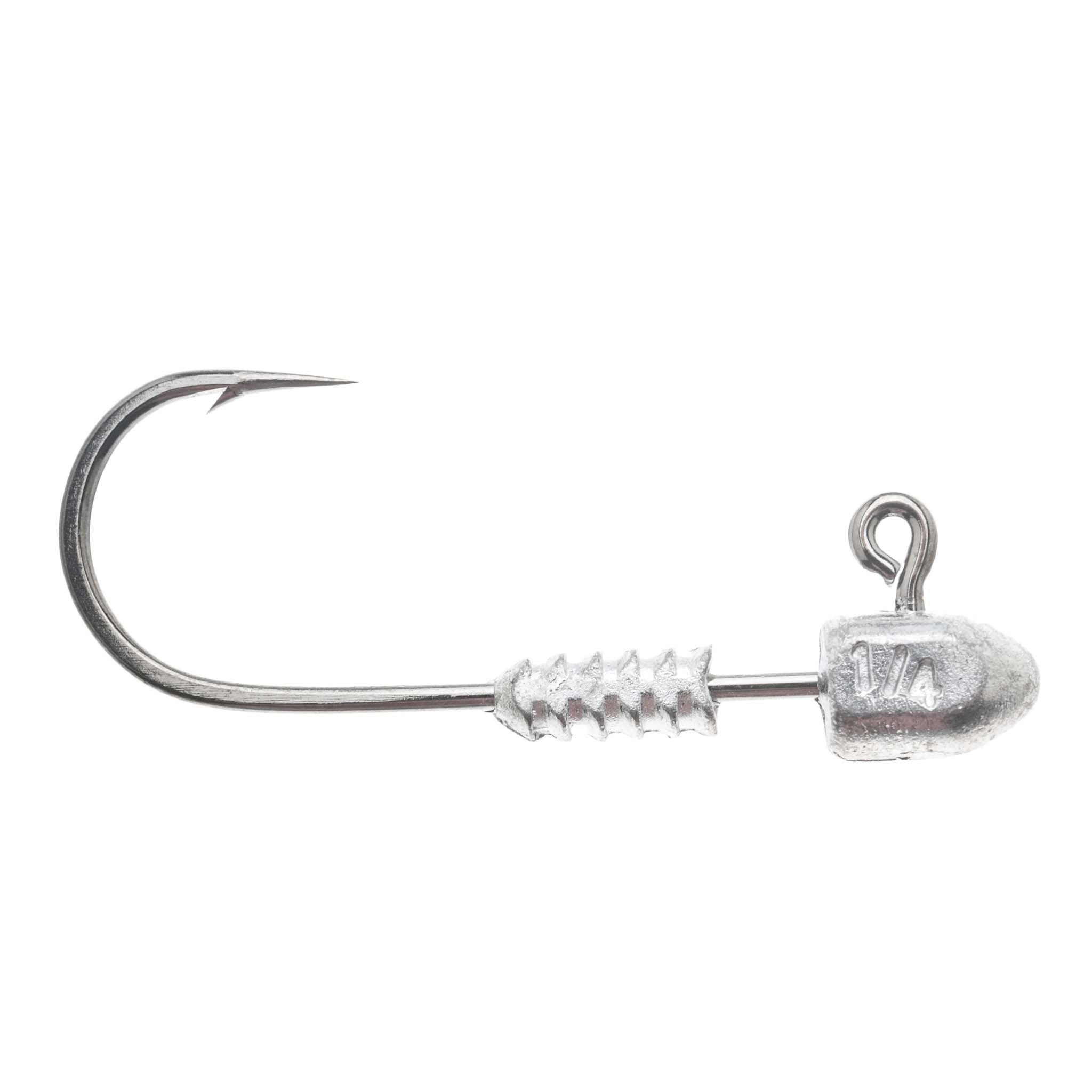 Fishing jig head hook with wire barb and 1/4 oz head, silver