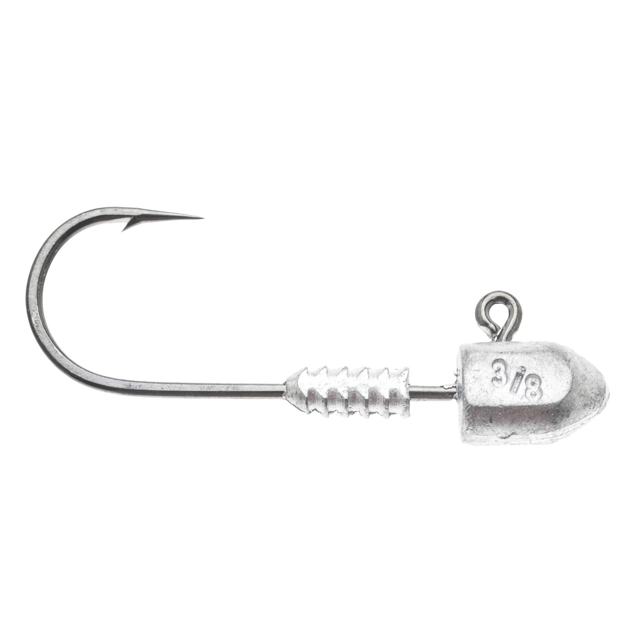 Fishing jig head hook with wire barb and 3/8 oz head, silver