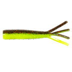 Soft plastic fishing lure, green chartreuse body with speckled back and clear legs
