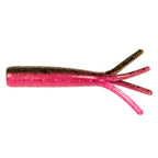 Soft plastic fishing lure in magenta pink with glitter flecks and four tentacle tails