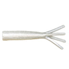 Soft plastic fishing lure in translucent white with glitter and four tentacle tails