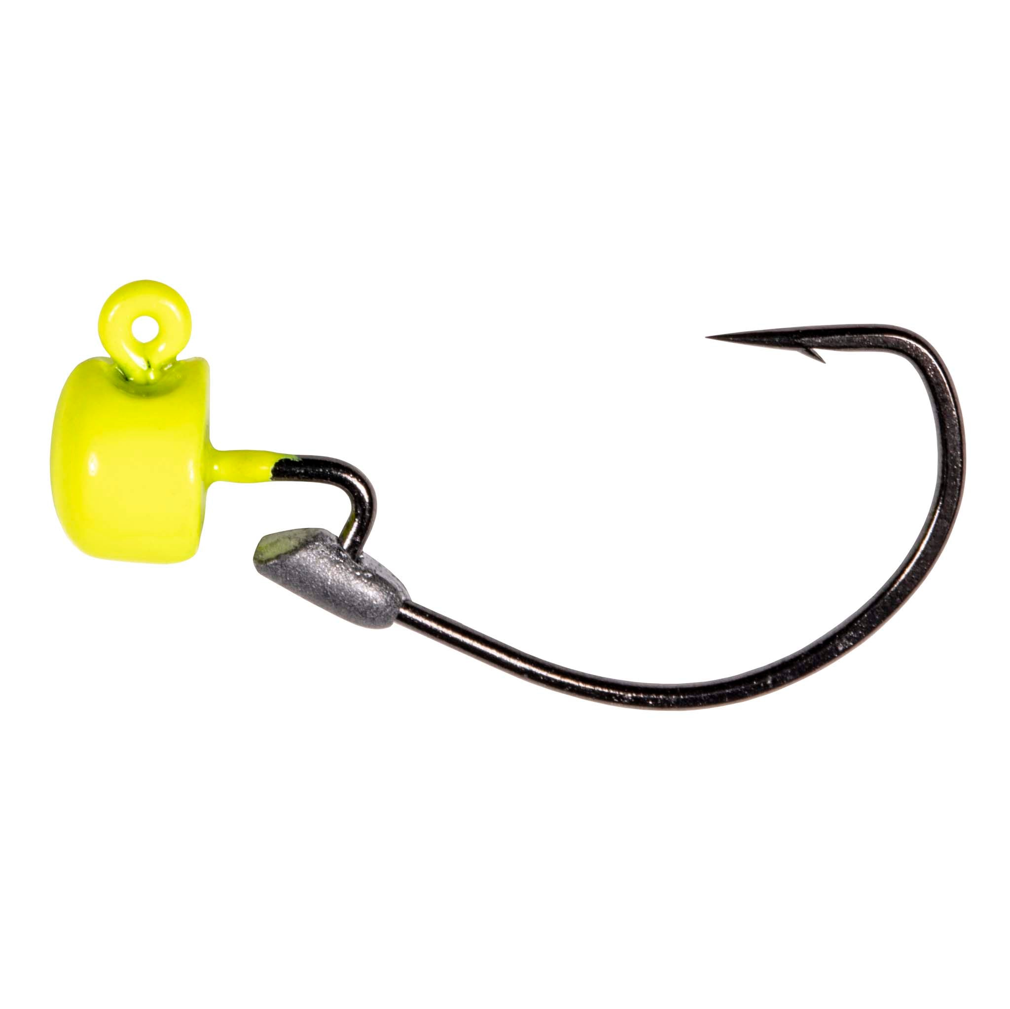 TT Lures NedlockZ EWG fishing jig hook with chartreuse head and weedless hook