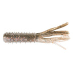 TRD TubeZ soft plastic bait, clear speckled body with amber-tinted tentacles