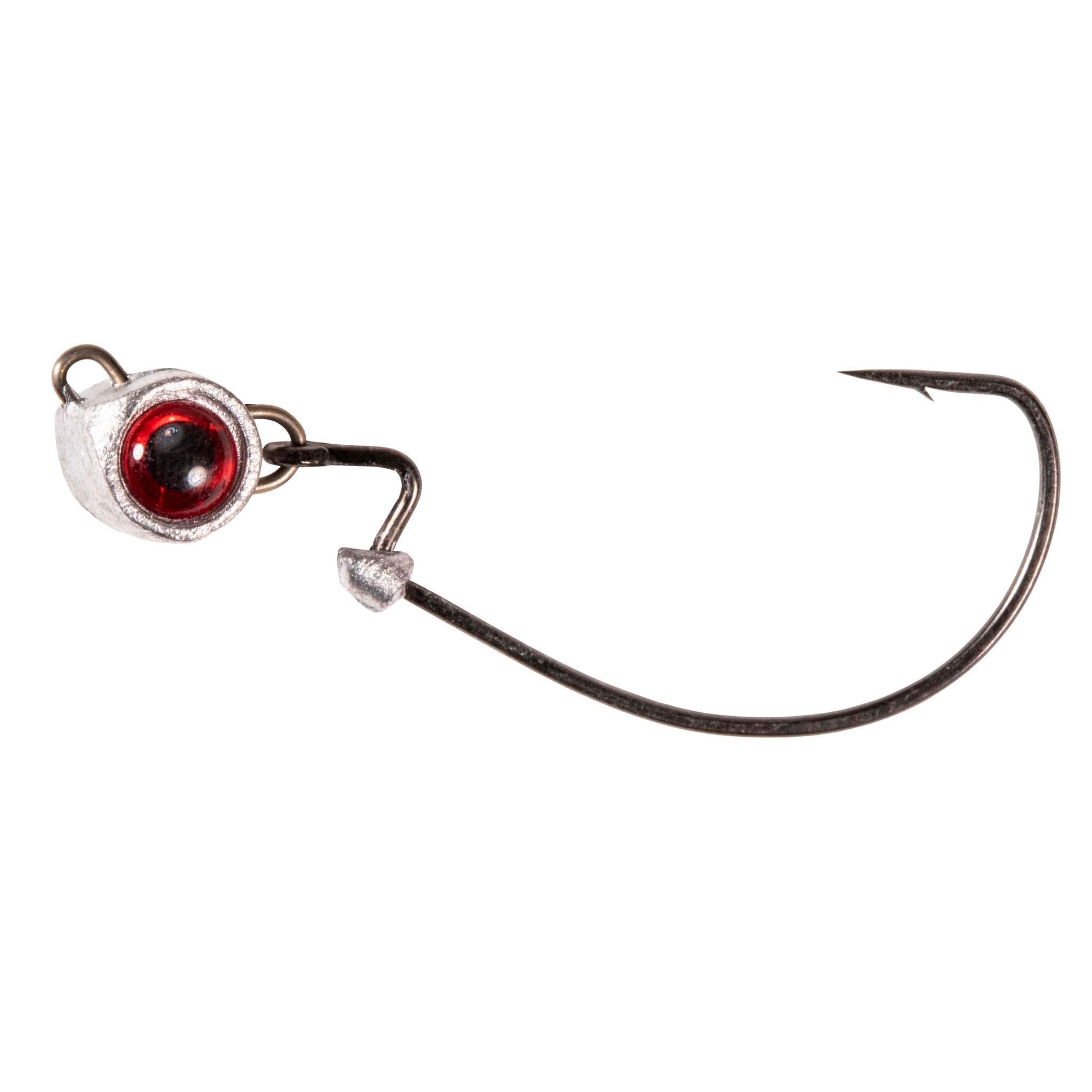 Red-eye jighead with black hook and round lead head
