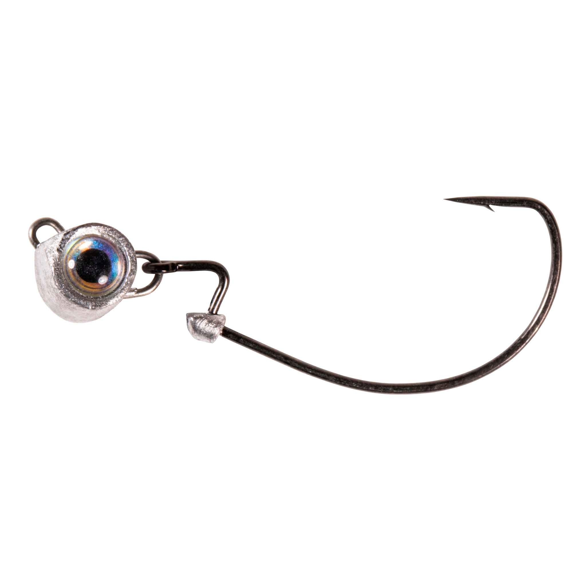 Pearl-eye jighead with black hook and round lead head