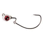 Red-eye jighead with black hook and round lead head