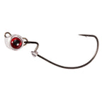 Red-eye jighead with black hook and round lead head