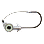 Light green-eye weedless jighead with silver head and black hook