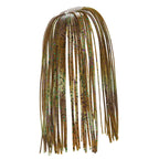 Fishing lure skirt with metallic brown-gold hanging strands and multicolor speckles