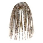 Fishing lure skirt with white metallic fringe and scattered black and red specks
