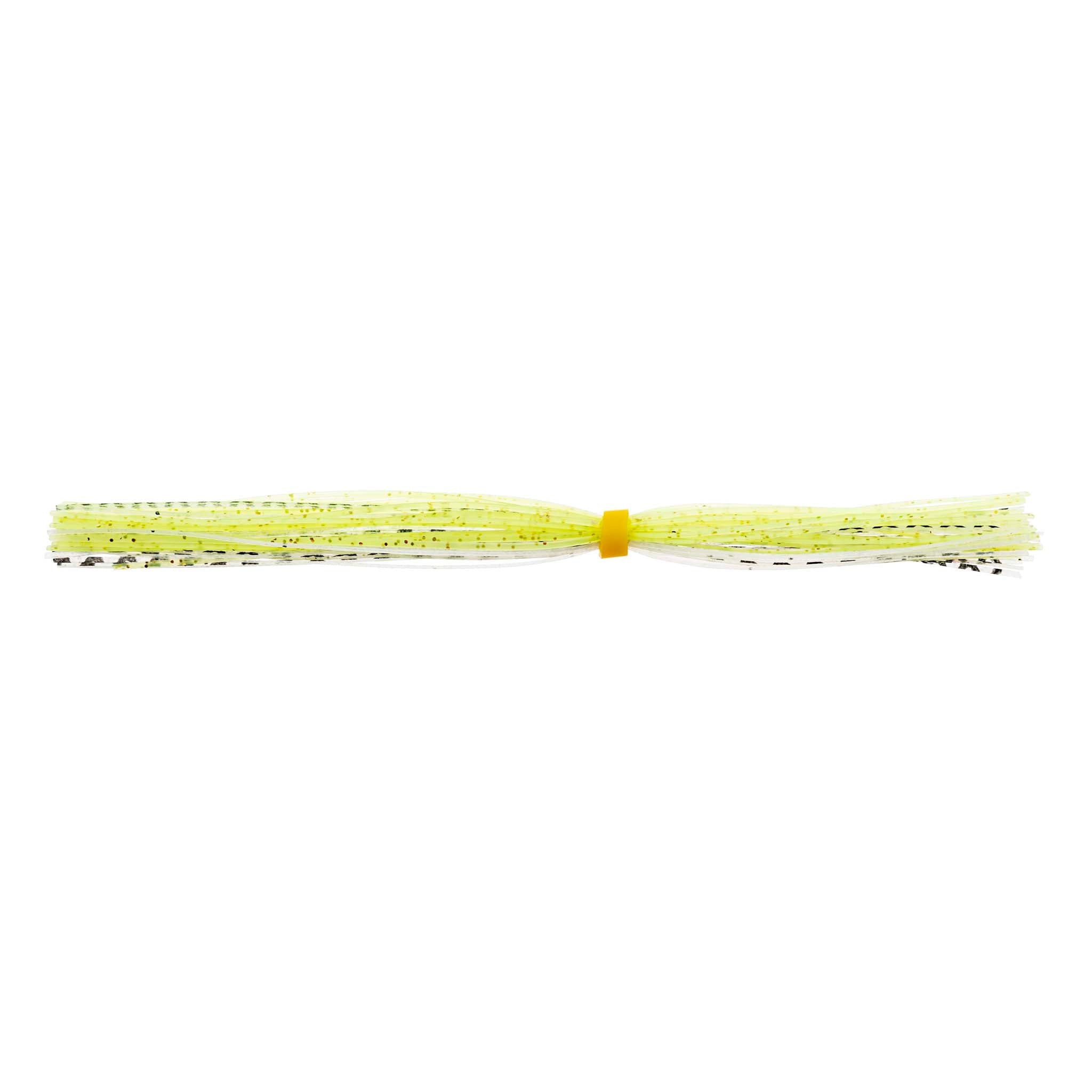 Chartreuse banded fishing lure skirt with fuzzy strands and center connector