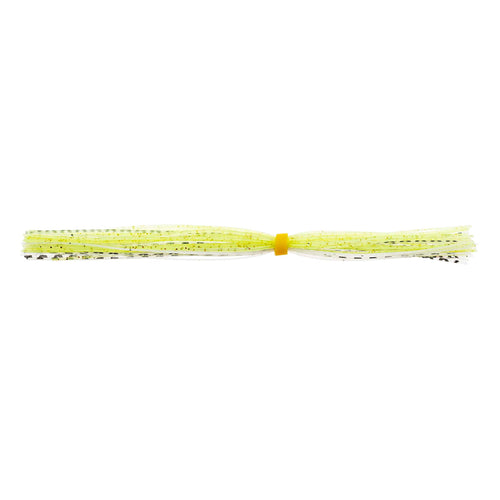 Chartreuse banded fishing lure skirt with fuzzy strands and center connector