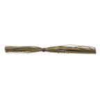 Olive and tan banded fishing lure skirt with thin bristles and center connector