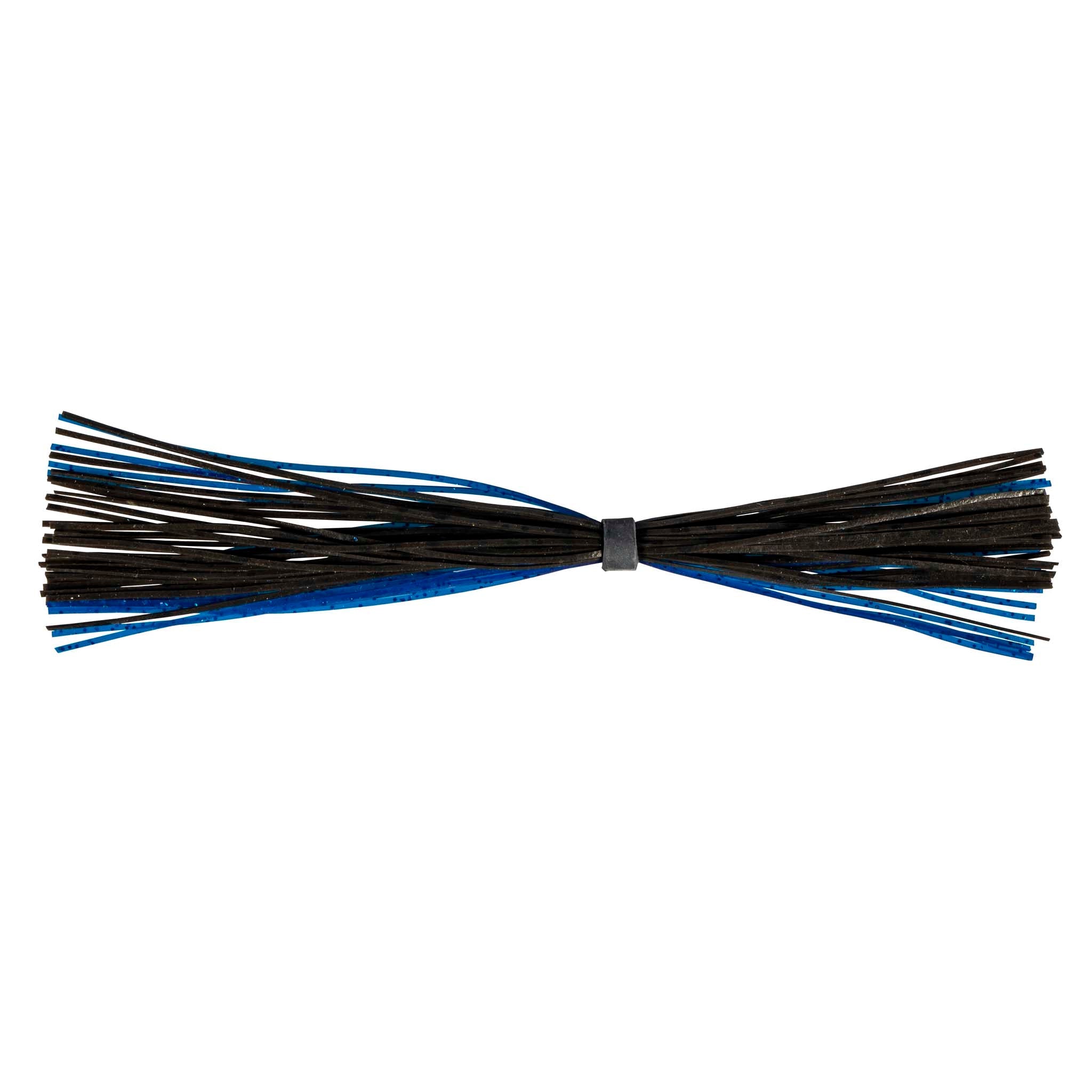 Dark blue and black banded fishing lure skirt with bright blue side strands
