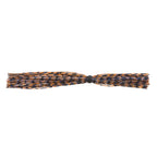 Brown and orange banded fishing lure skirt with patterned bristles and connector