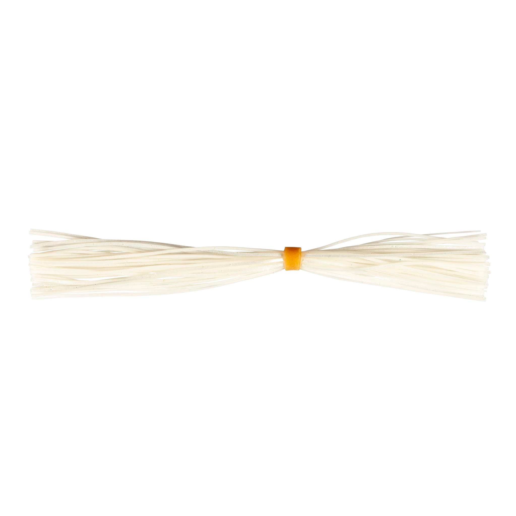 Fishing lure skirt with white/off-white strands and yellow band