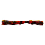 Fishing lure skirt with red and black strands and black center band
