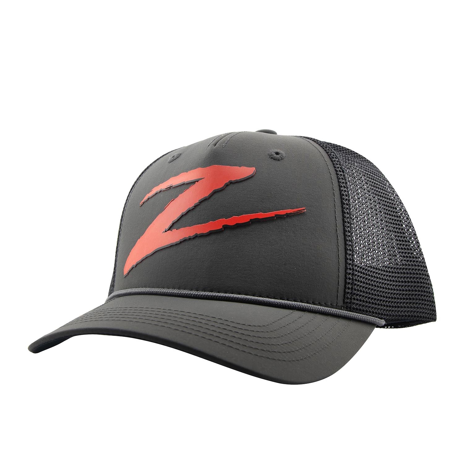 Charcoal black trucker hat with red Z logo